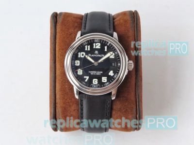 AC Factory Blancpain Léman 2100 Black Dial and Leather Strap Watch 38MM